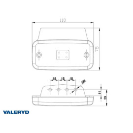 Feu de position LED remorque - Valeryd -  110x75x30