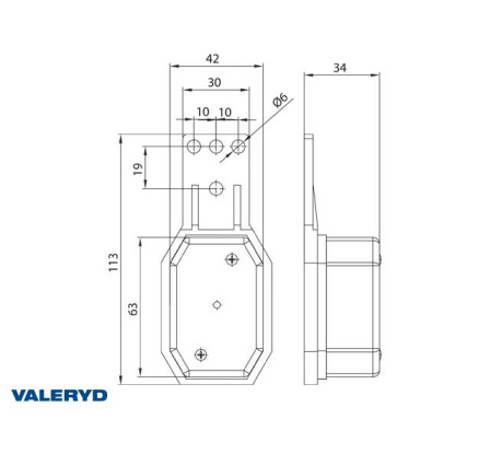 Feu de position LED remorque - Valeryd - 113x42x34